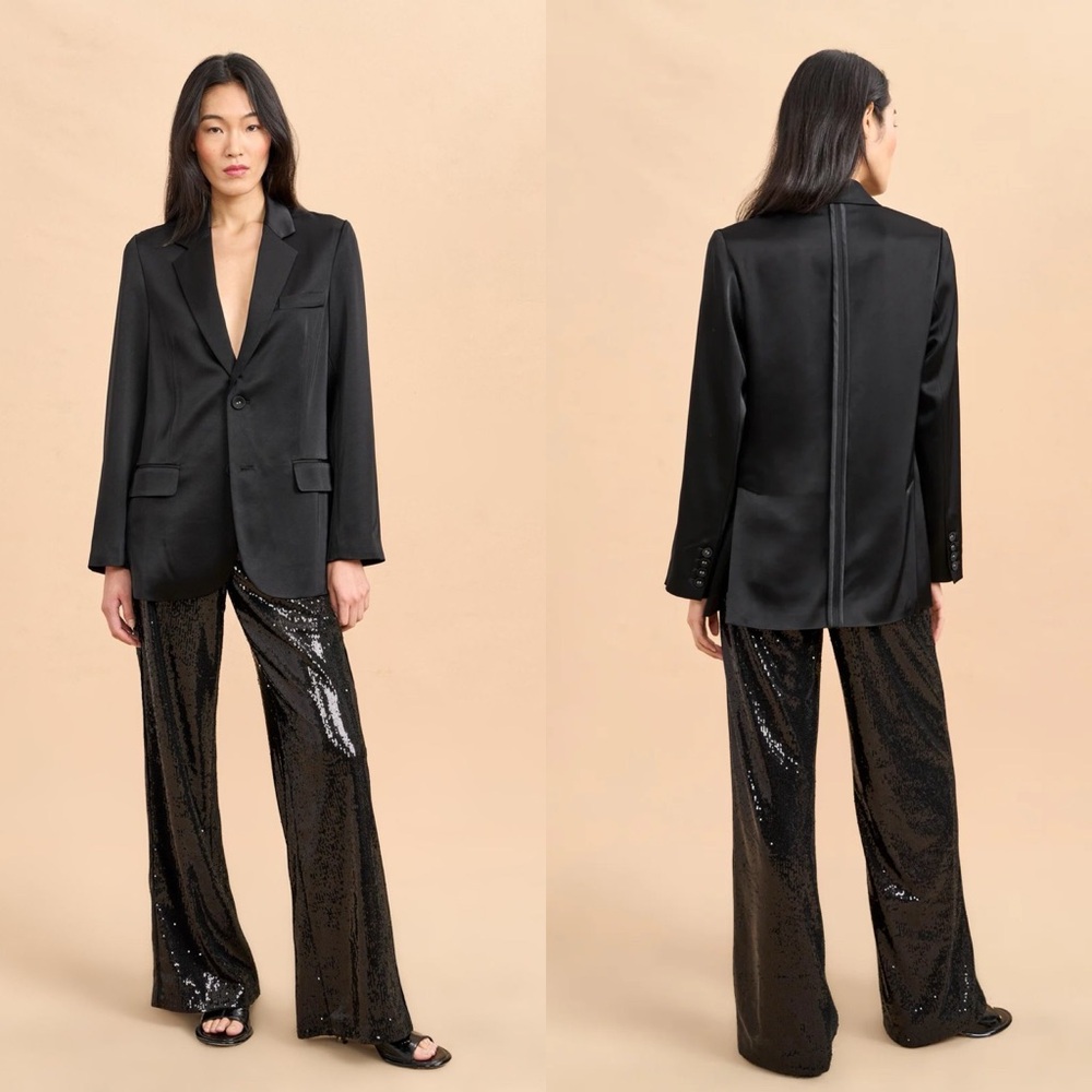 NEW NWT La Ligne Oona Sequined Pant In Black - Picture 1 of 12